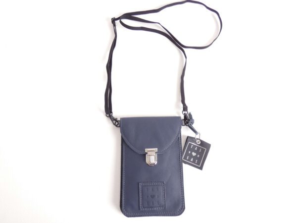 telefoontasje lisa - donker blauw leer - tas van sas