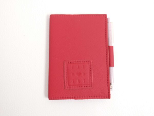 notitieboekje mika - rood leer - met pen en houder - tas van sas