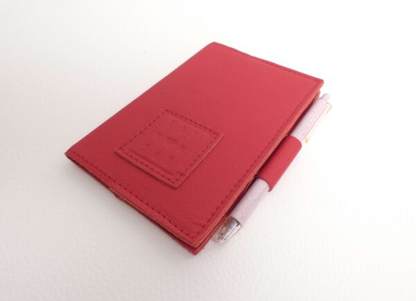 notitieboekje mika - rood leer - met pen - tas van sas
