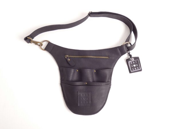 heuptas holster -zwart leer - voorkant - tas van sas