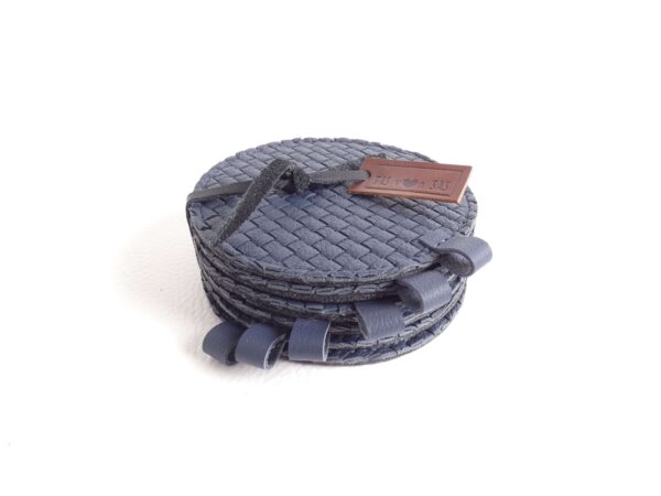 onderzetter pien - donkerblauw weave leer - set van 6 - tas van sas